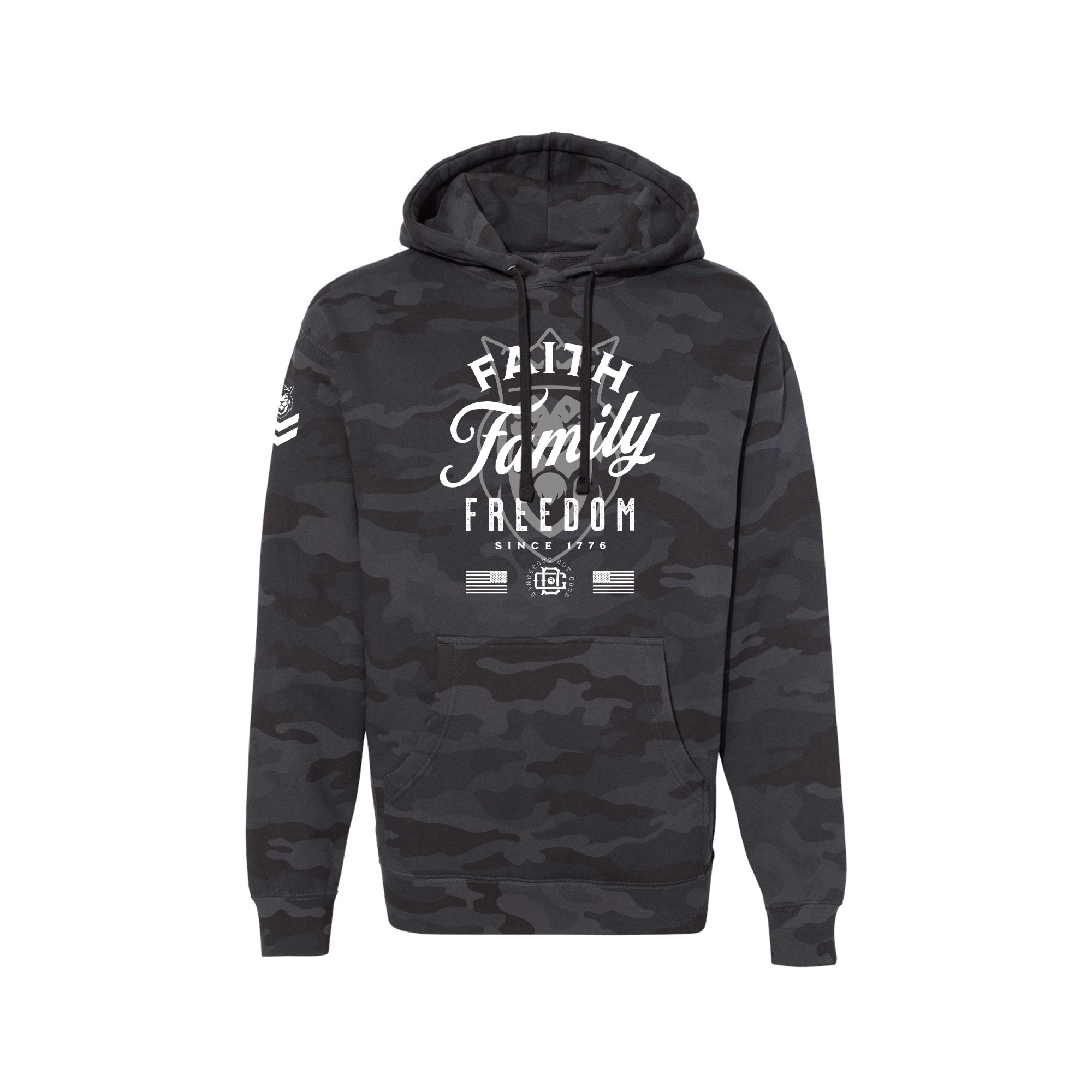 F3 Heavy Weight Script Hoodie F3 Heavy Weight Script Hoodie - Black Camo / Small - Dangerous But Good