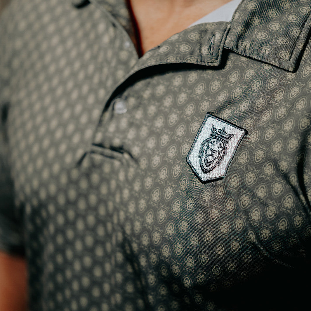 Lion Shield Pattern Polo – Premium Dry-Fit Performance Polo for Men