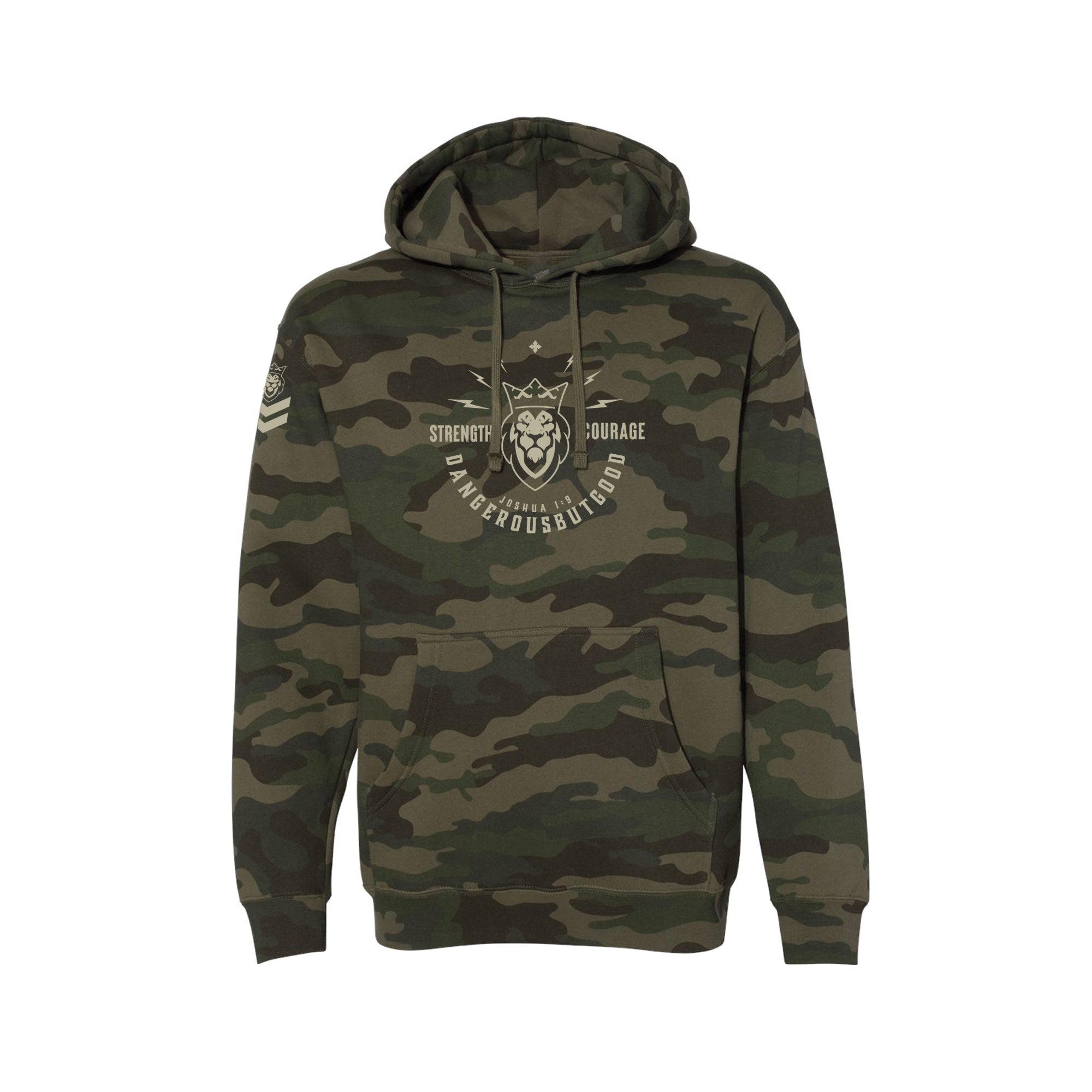 Strength & Courage Heavy Weight Hoodie Strength & Courage Heavy Weight Hoodie - Camo / Small - Dangerous But Good