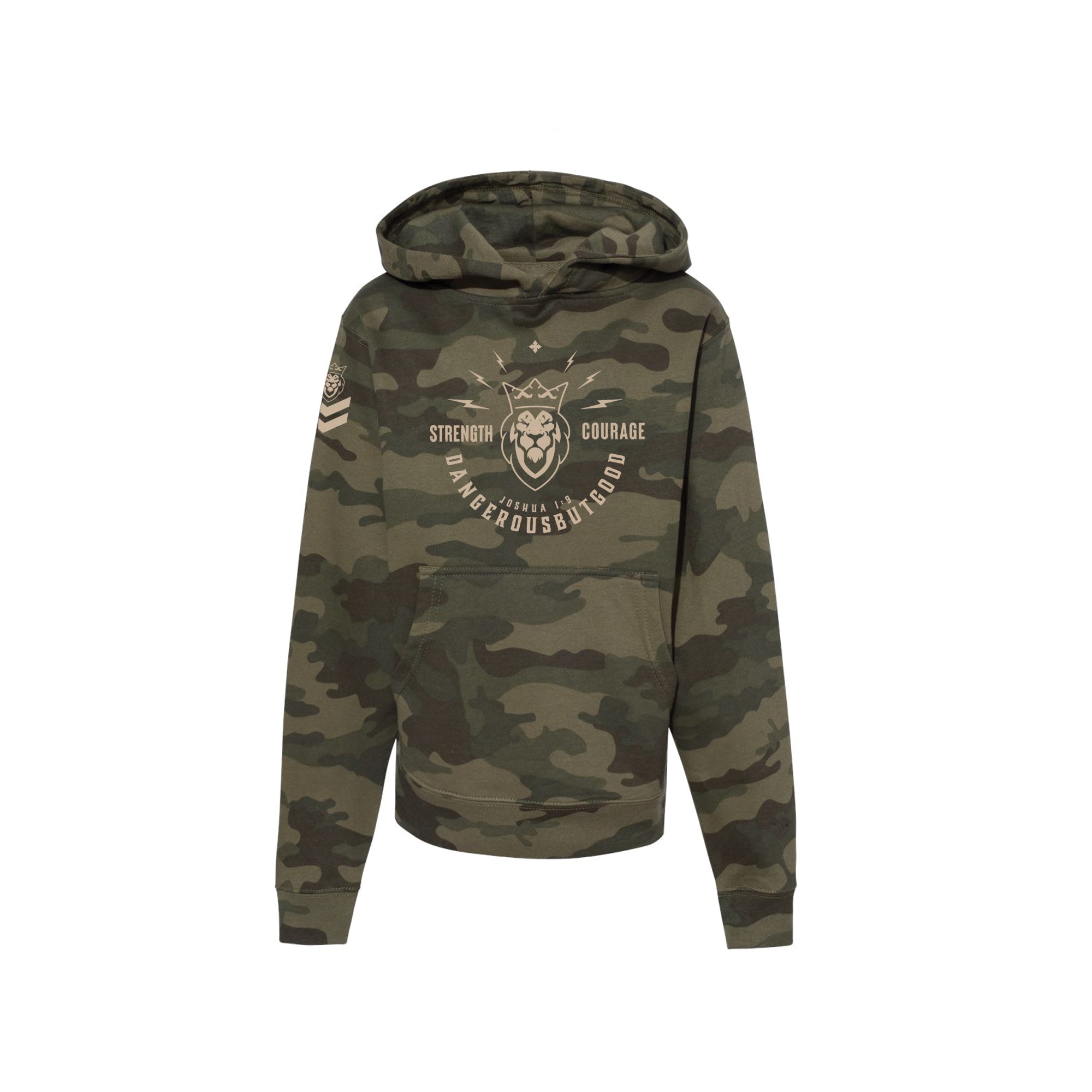 Strength & Courage Youth Camo Hoodie Strength & Courage Youth Camo Hoodie - Small - Dangerous But Good