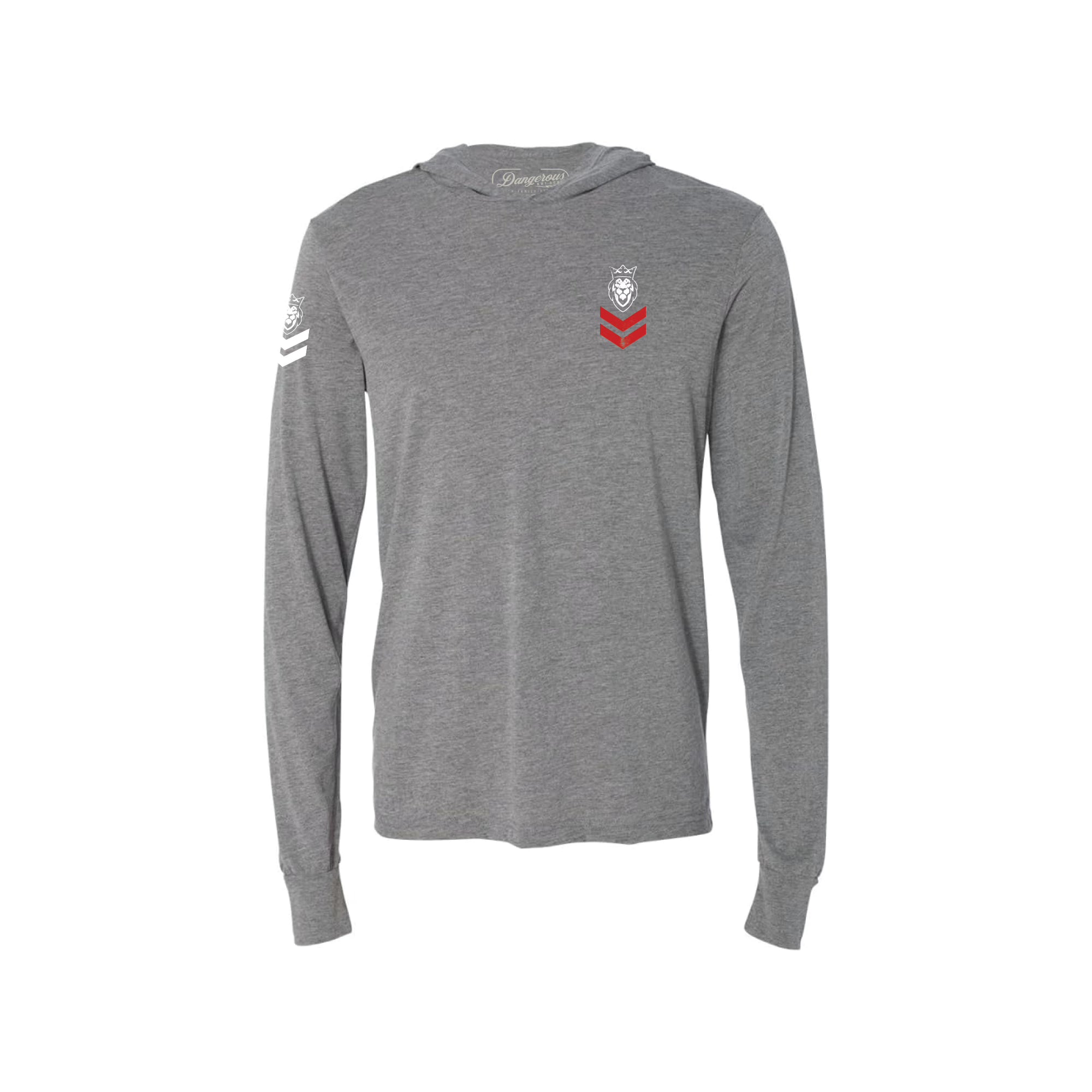 Icon Stripes Heather Grey Hooded Long Sleeve T-Shirt Icon Stripes Heather Grey Hooded Long Sleeve T-Shirt - Small - Dangerous But Good