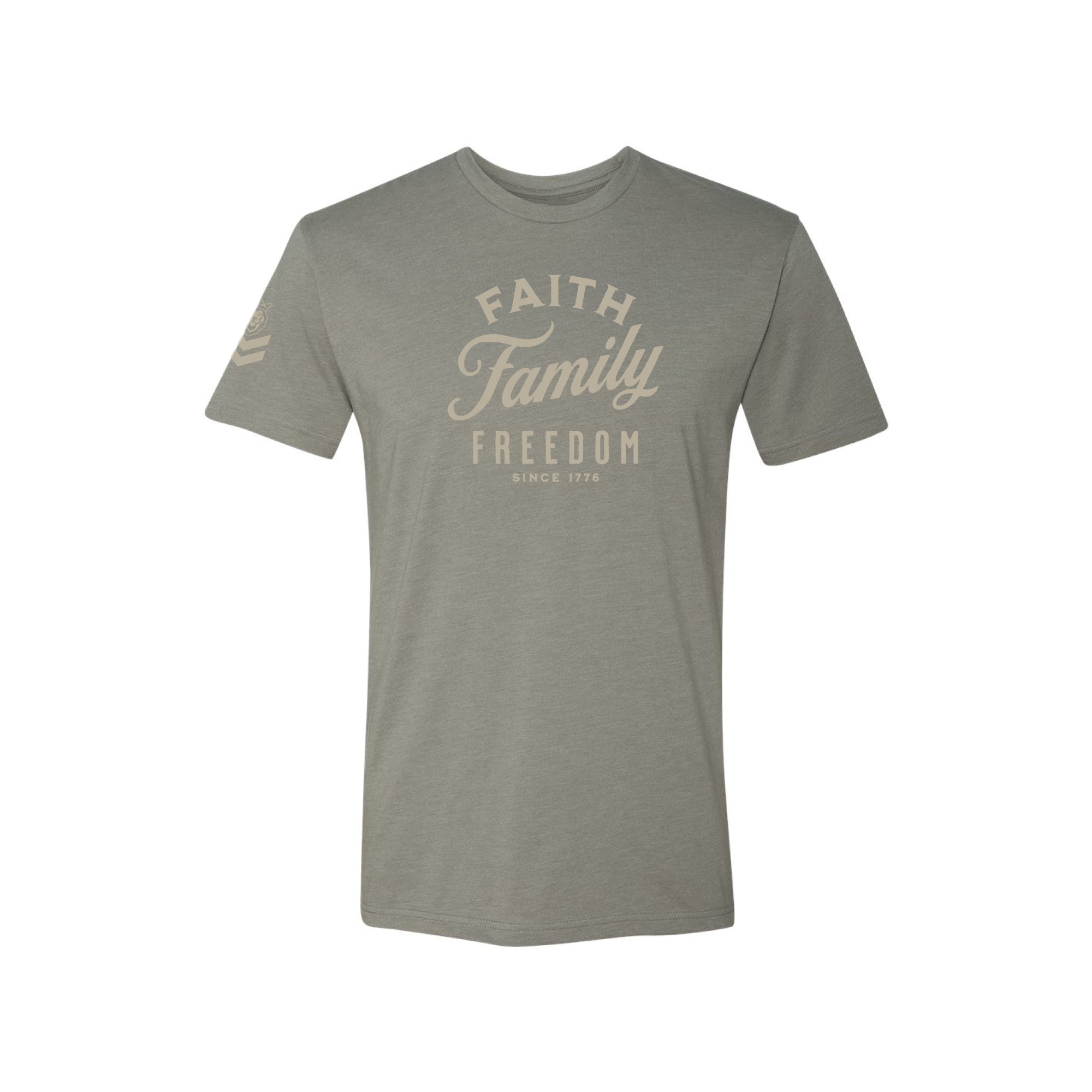 Classic Faith, Family, Freedom T-Shirt Classic Faith, Family, Freedom T-Shirt - Stone Grey / S / Short - Dangerous But Good